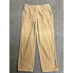 L.L. Bean Womens Size 12 Beige High Rise Cotton Corduroy Pants Retro Classic